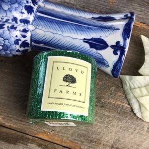 Lloyd Farms Green Beeswax Glitter Pillar Candle